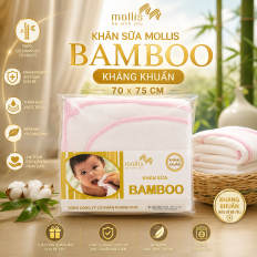 Khăn  sữa cao cấp  Bamboo Mollis P635 70x75cm Bộ Túi 2 Khăn 81,25g
