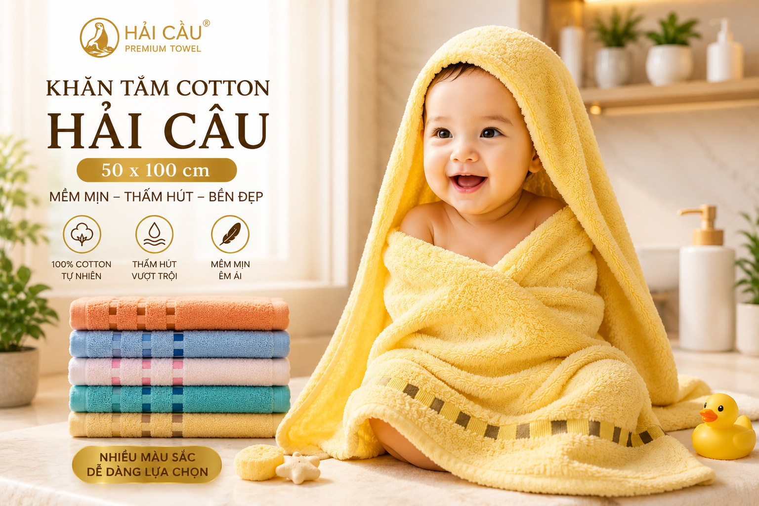 ALT  Khăn mặt Hải Cẩu Cotton BHD6 50x100cm 150g