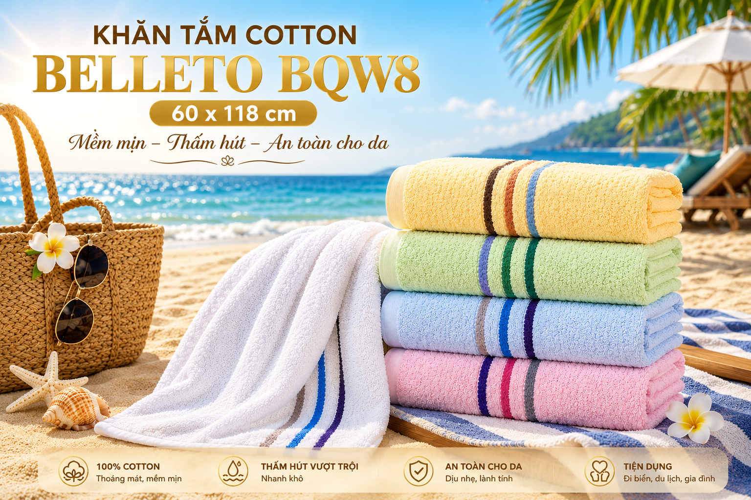 Chất liệu cotton cao cấp, bền đẹp theo thời gian.