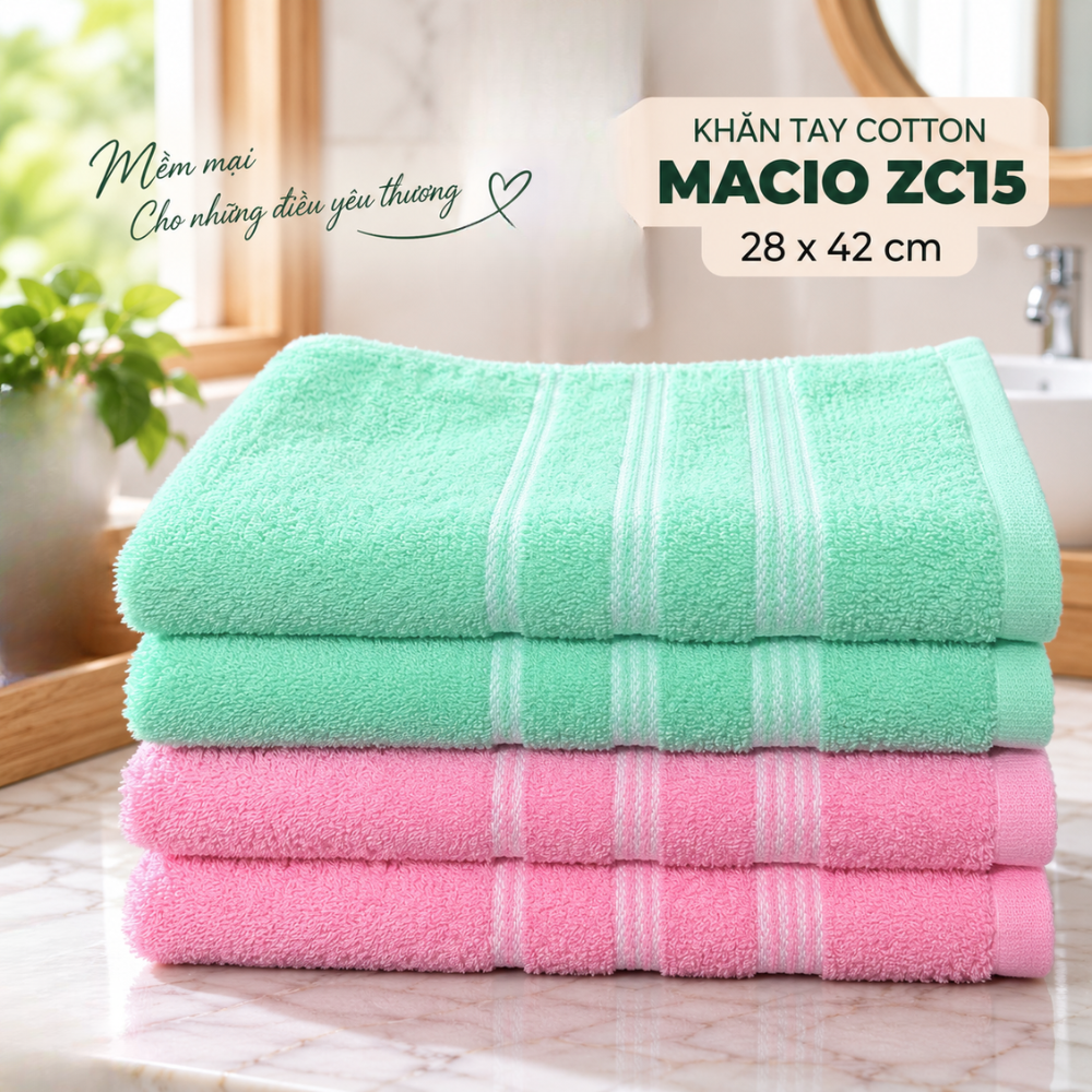 Set 10 khăn tay cotton Macio 28x42cm 35g