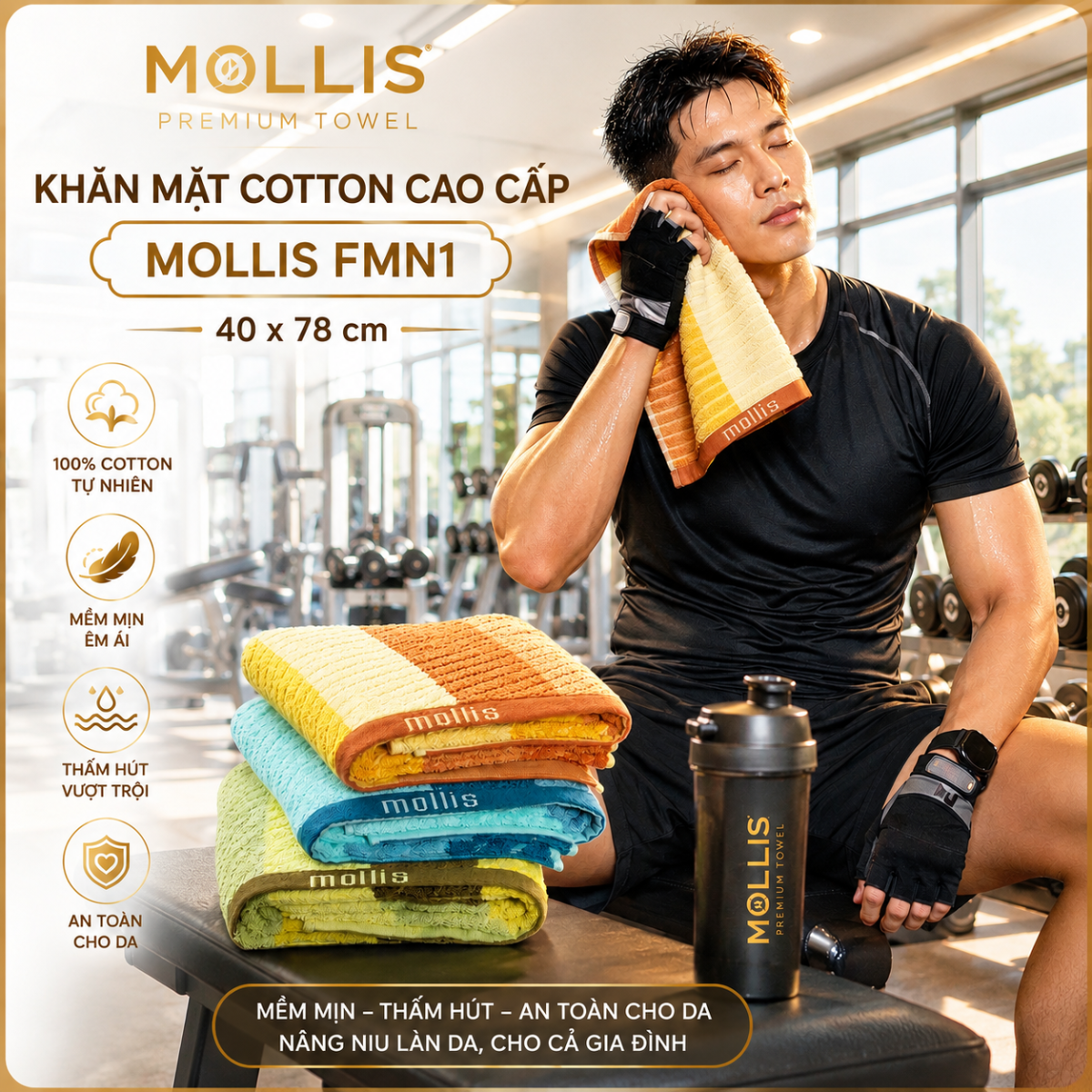 ​ KHĂN MẠT COTTON CAO CẤP MOLLIS FMN1