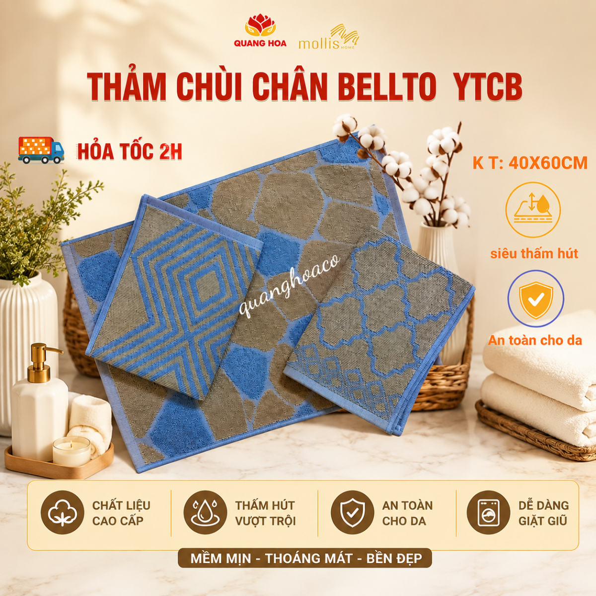 Thảm chùi chân Belleto YT thấm hút tốt