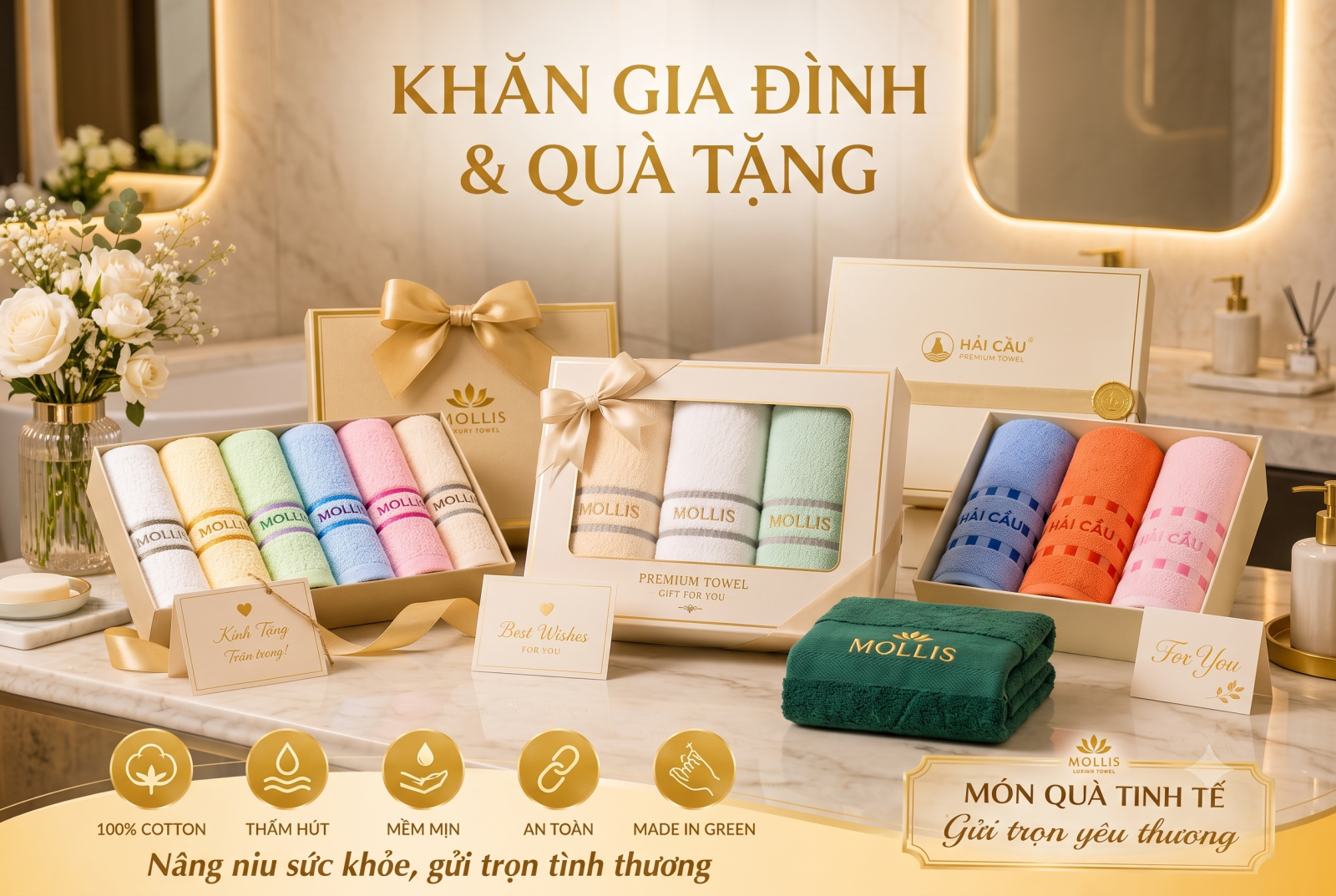 Khăn quà tặng doanh nghiệp phân khúc trug cấp 