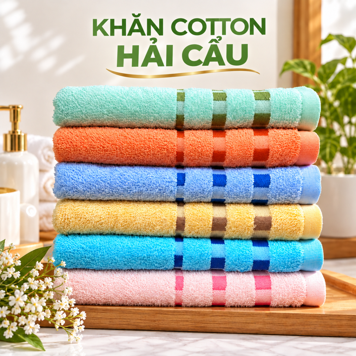 ​  khăn cotton hải cẩu mềm mịn 34x80 cm 87g  ​