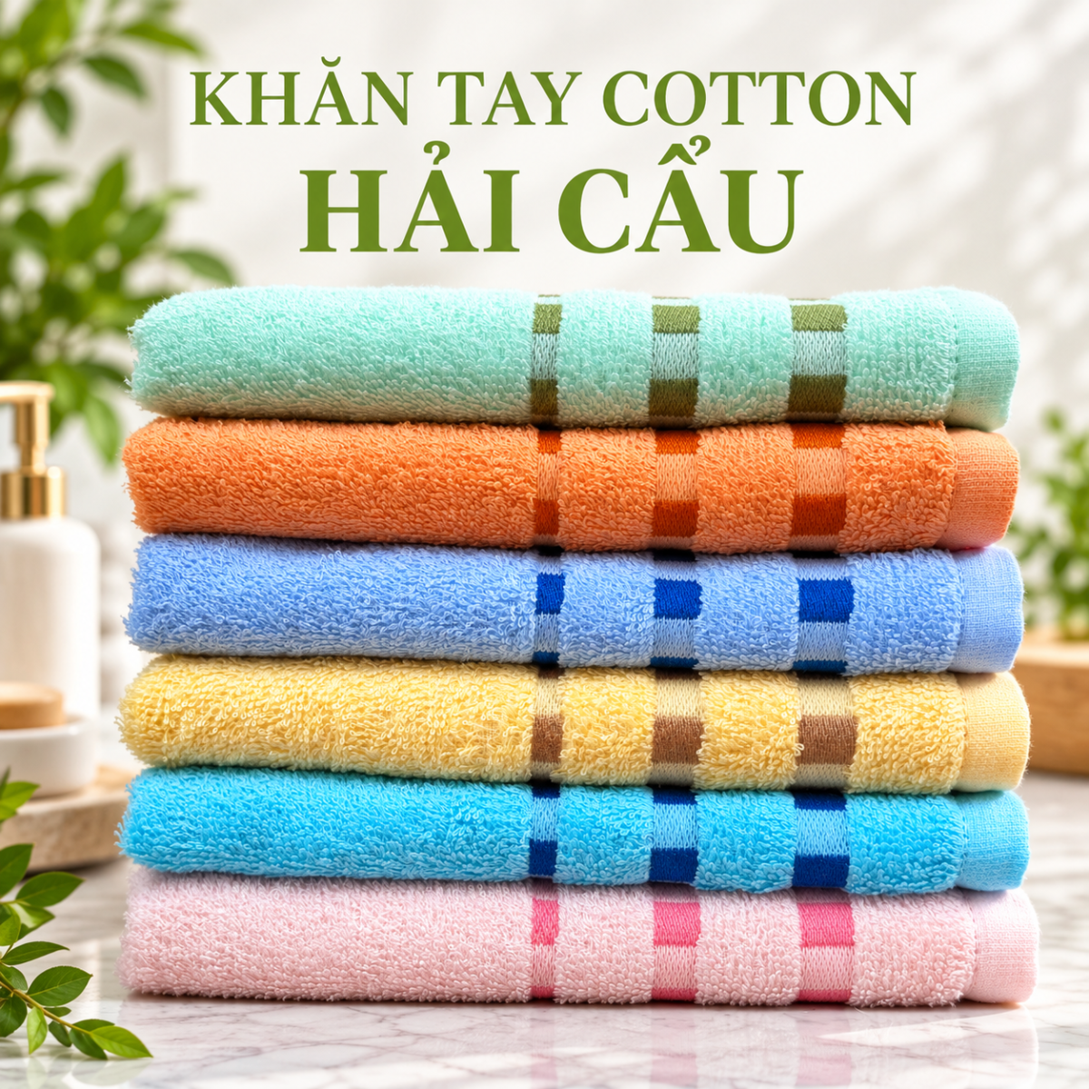 Combo 5 khăn tay cotton Hải Cẩu