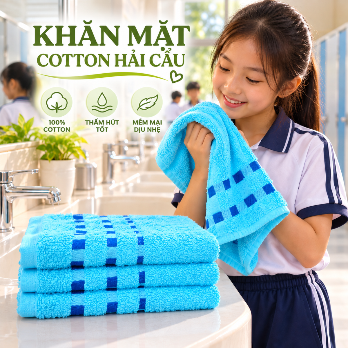 khăn cotton hải cẩu mềm mịn sử dụng hằng ngày