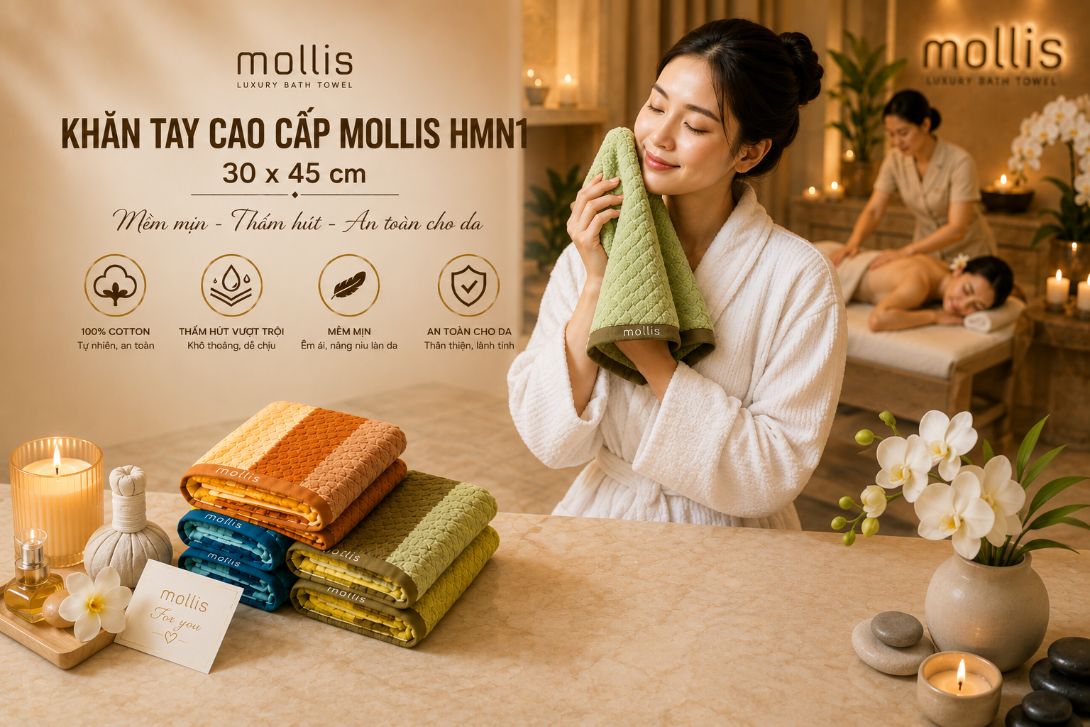 Khăn tay Mollis Nontwist HMN1 cho gia đình