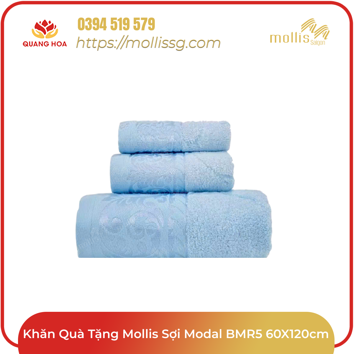 Khăn quà tặng Mollis sợi Modal BMR5 60x120cm 305g