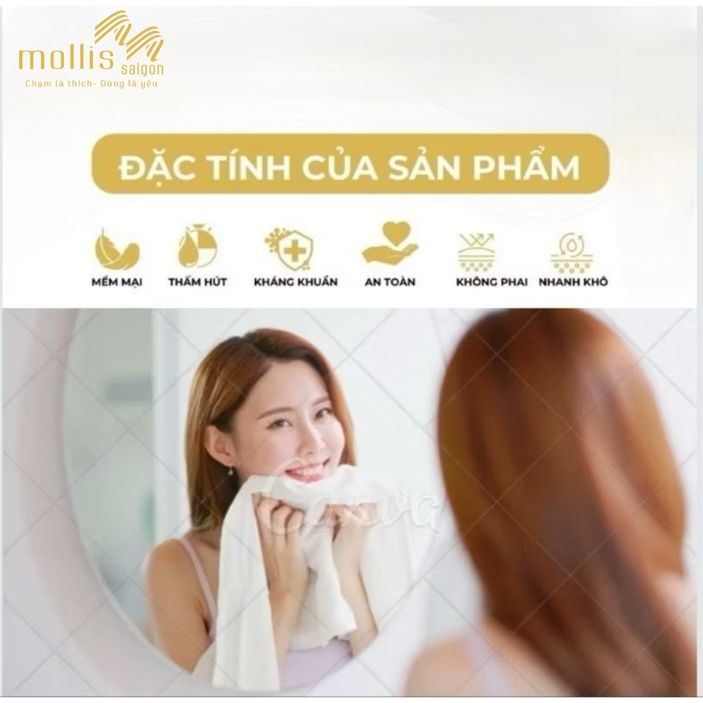 Khăn Mollis sợi tre (bamboo) kháng khuẩn chi tiet