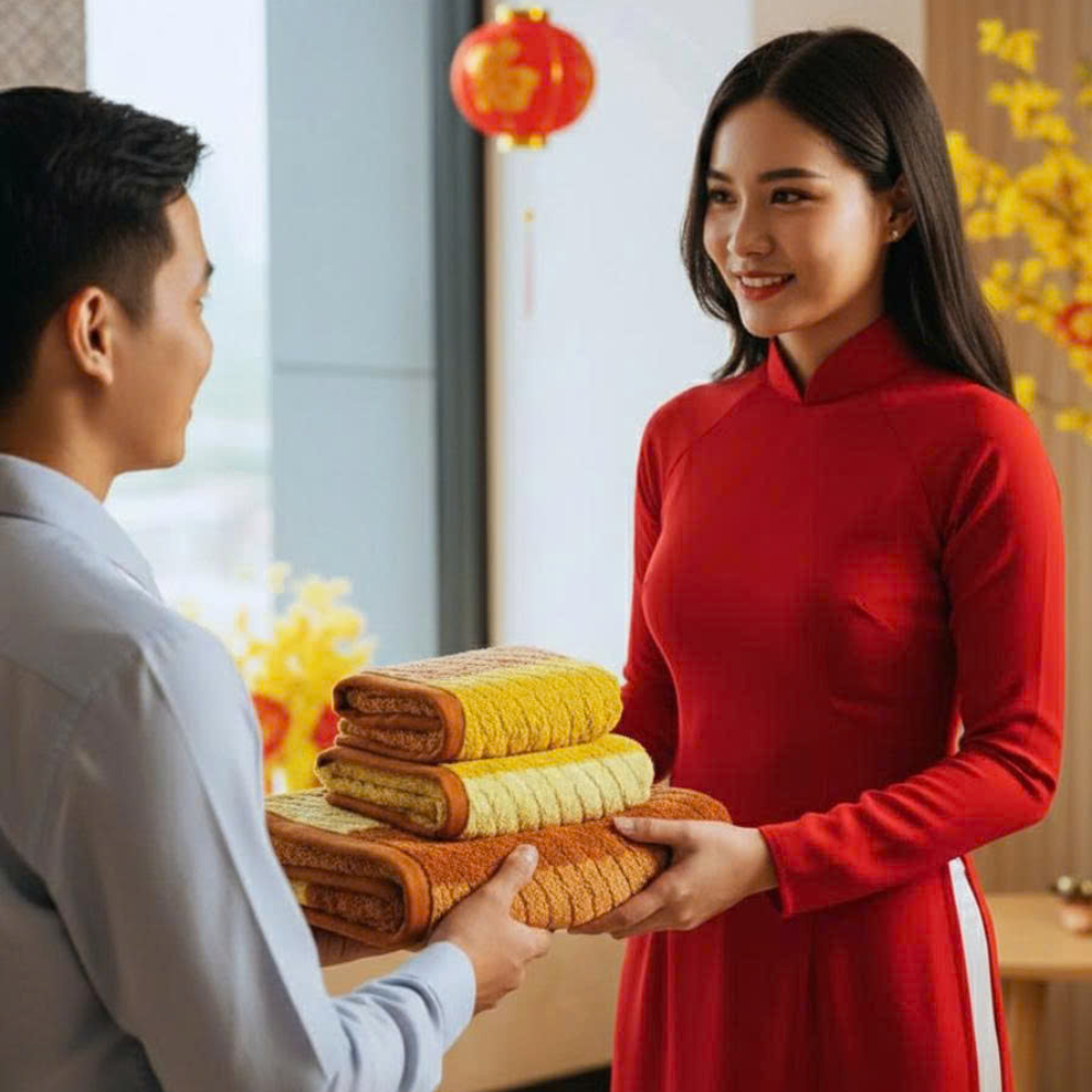 Khăn quà tặng doanh nghiệp cao cấp Mollis chi tiet