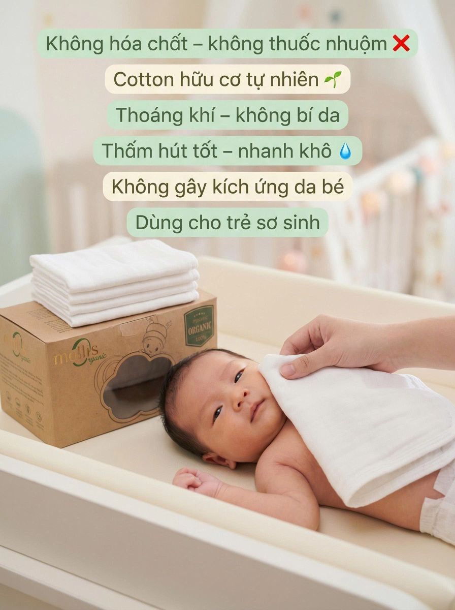 Khăn tắm Mollis organic cho da nhạy cảm chi tiet
