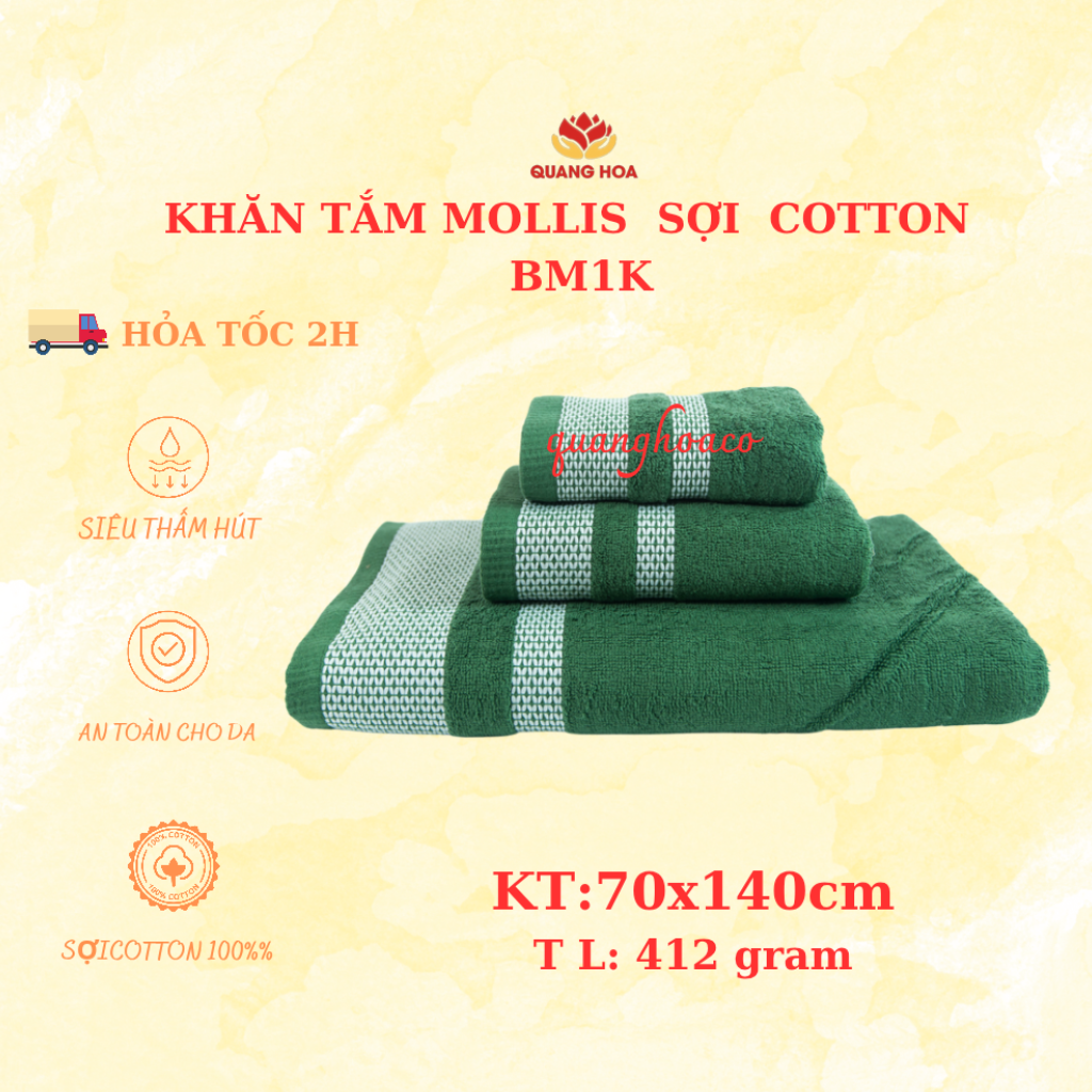 Khăn Tắm cotton cao cấp Mollis –BM1K  