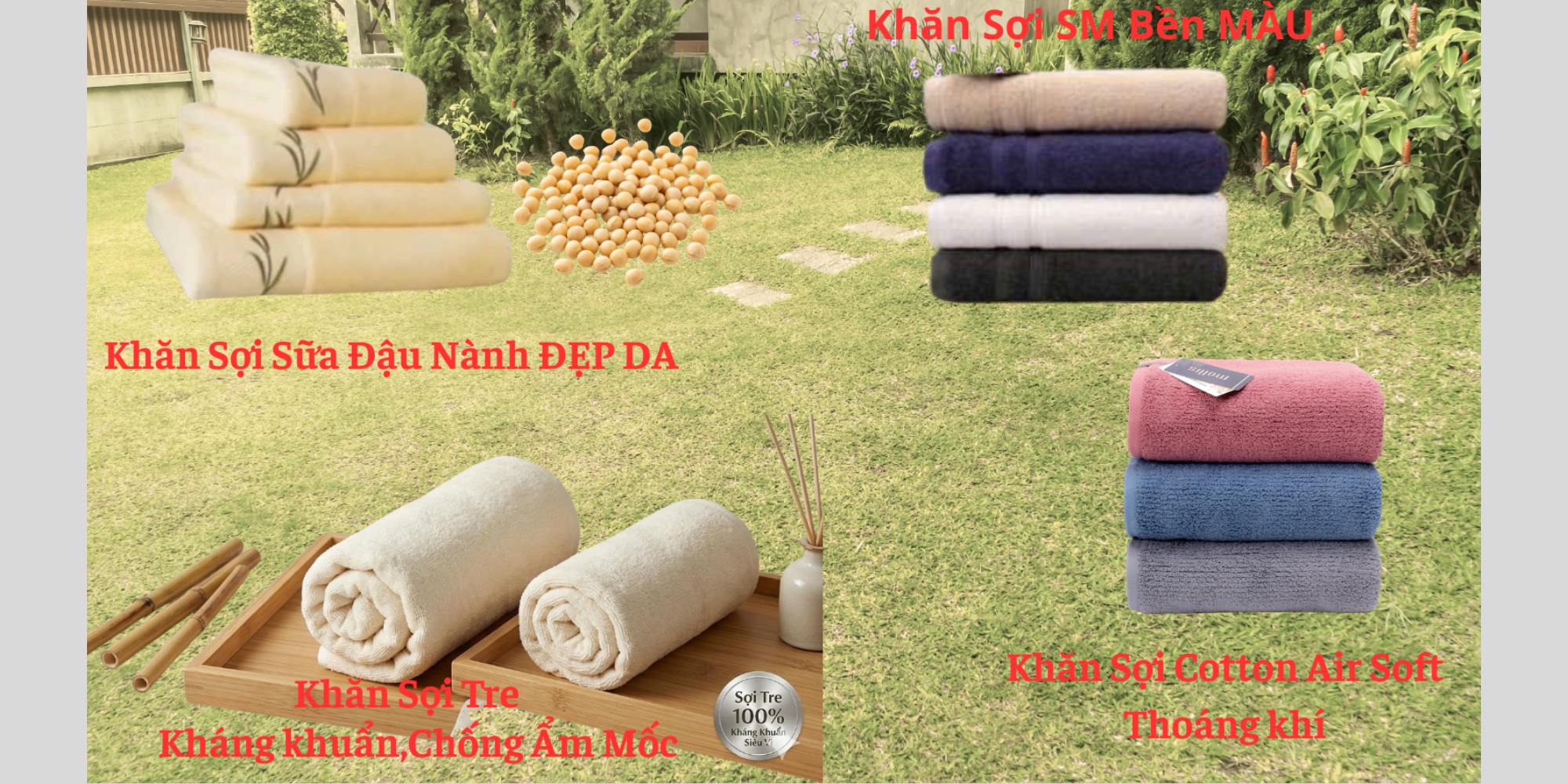 Khăn Mollis sợi tre (bamboo) kháng khuẩn