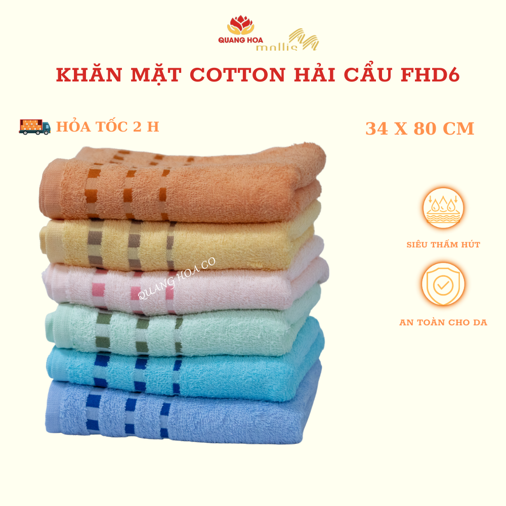 khăn mặt cotton hải cẩu FHD6 34x80 cm 84 g