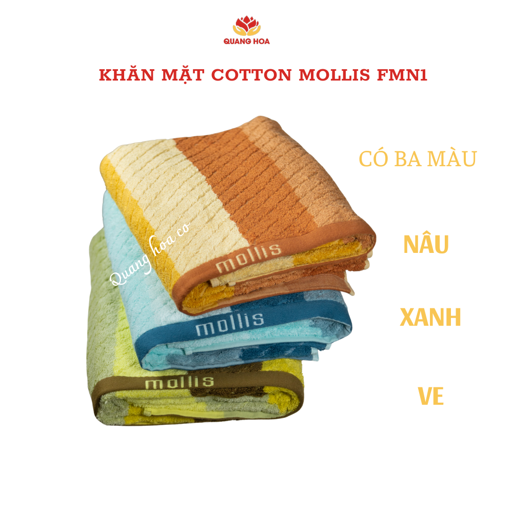 Khăn Mặt Cotton Cao Cấp Mollis FMN1 – Siêu Mền Mịn, Thấm Hút Cực Nhanh