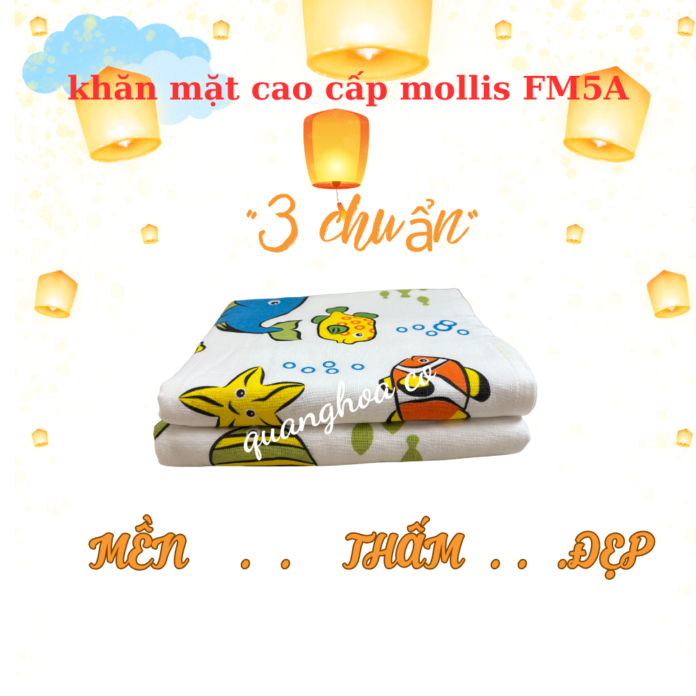 ✨ Khăn mặt Trẻ Em Mollis FM5A: Mềm, Thấm, Đẹp
